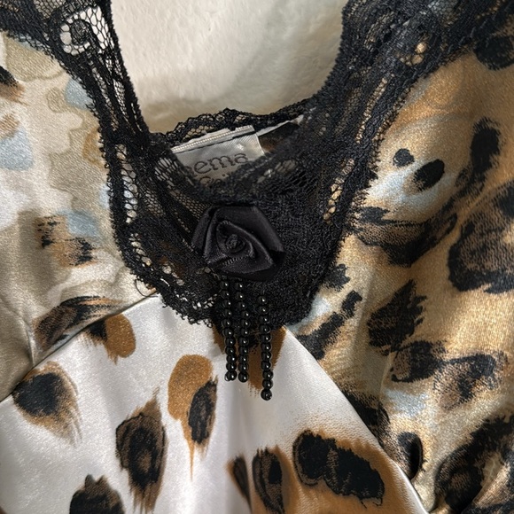 Vintage Cinema Etoile Leopard Print Satin Nightgown Size Small - Picture 4 of 7